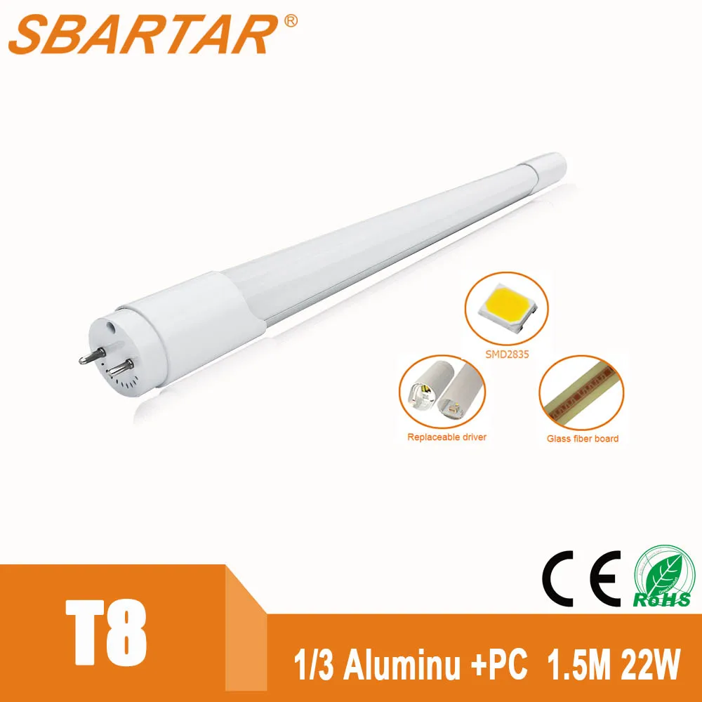5 год гарантии Патент UL DLC CE ERP 22 Вт T8 светодиодные трубки, 2600Lm светодиодные трубки свет,