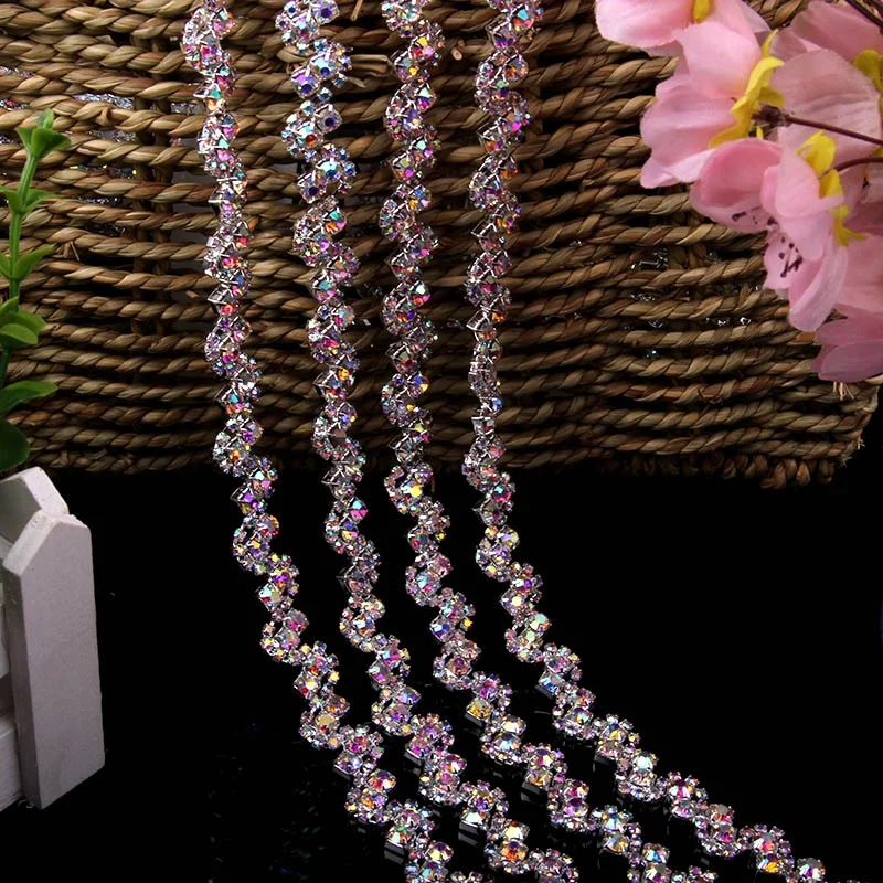 Wholesale Crystal Rhinestone Chain Trimming Bridal Sash Rhinestone Trim Applique Wedding Belt Garment Accessories RC70528