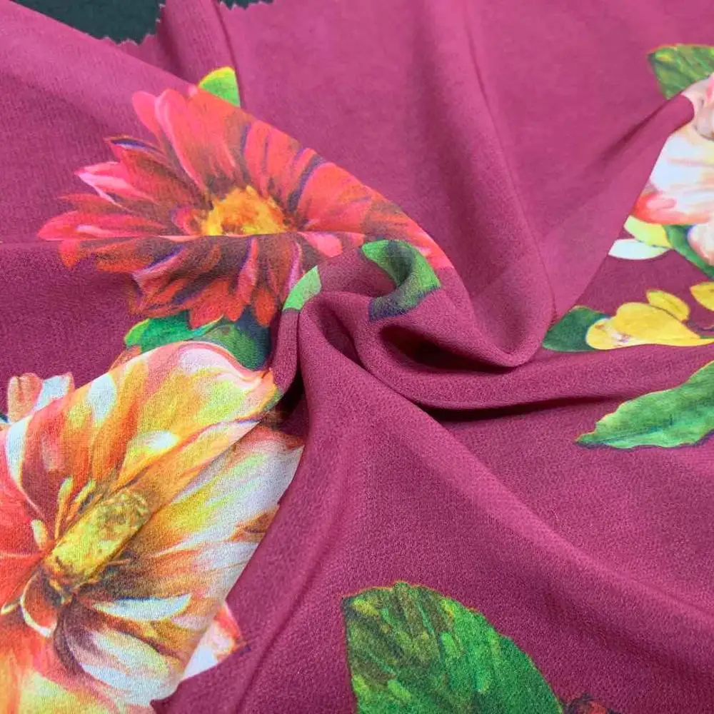 High quality Paper printed Wool Chiffon/Hi-Multi Chiffon abaya fabric Formal Black