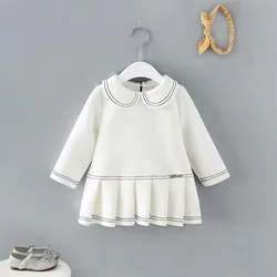 Spring/Autumn Kids clothing Long Sleeve  White Children Girl Dress child dress
