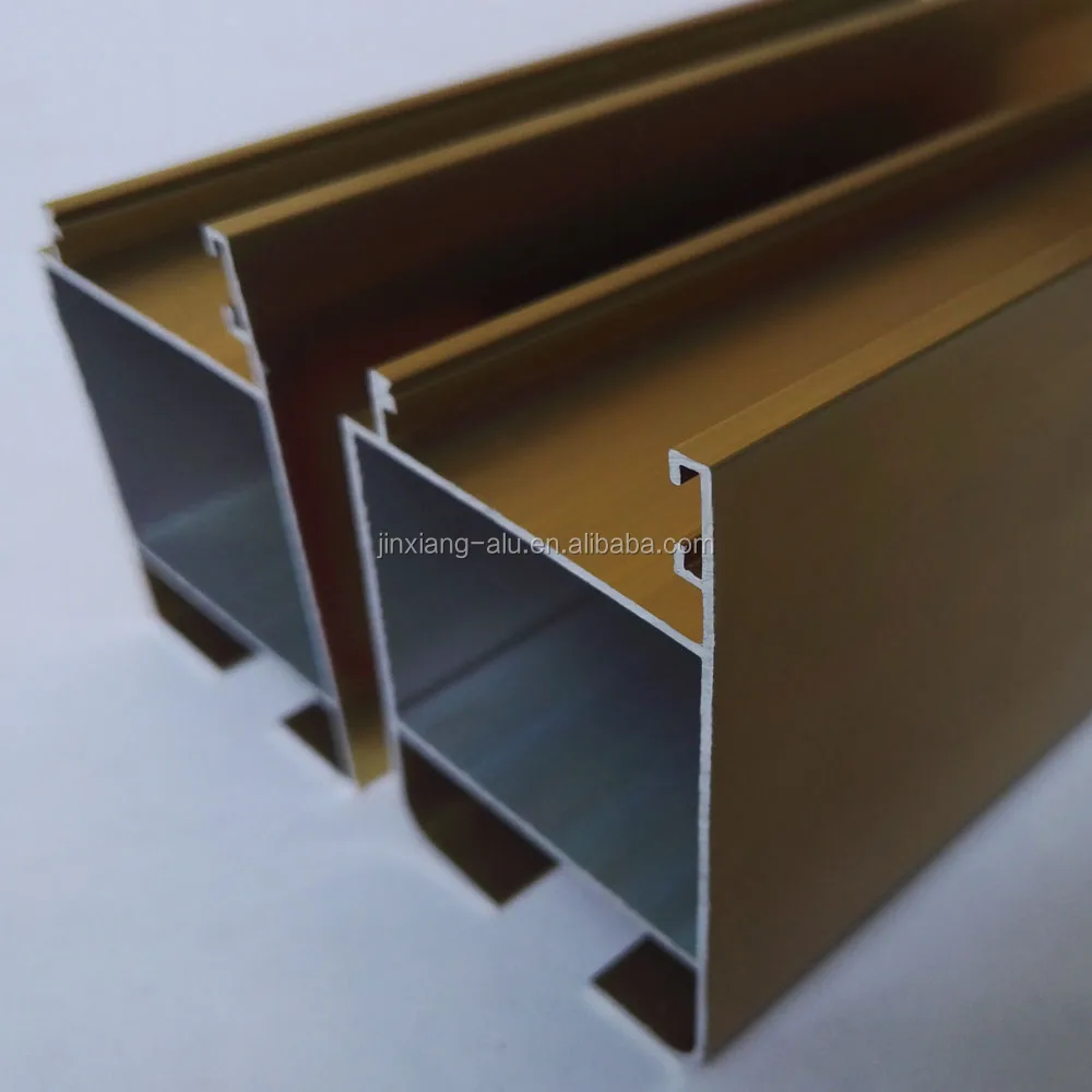 
6063 Extrusion Aluminum Alloy profile Mechanical polishing golden for make sliding windows section 