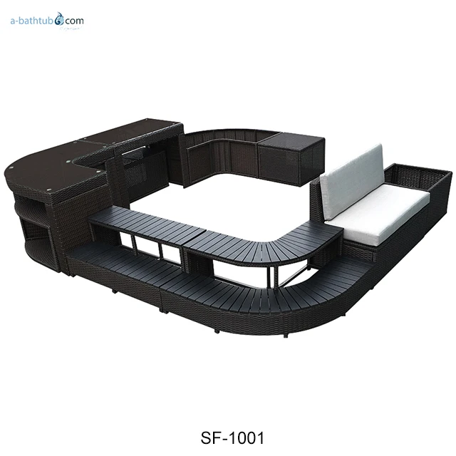 
Square Surround Rattan Furniture for hot Spa 