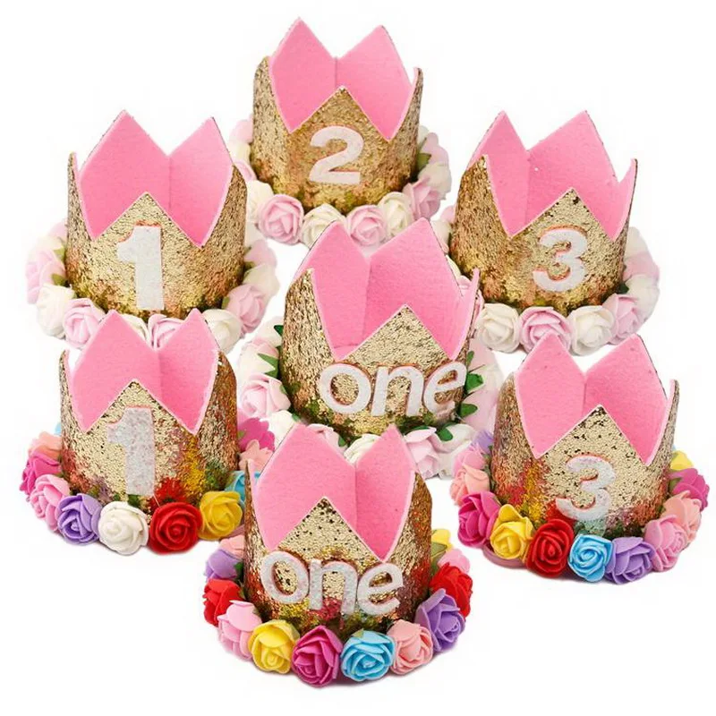 Корона на день рождения для маленьких девочек, украшение для вечеринки, шляпа на день рождения для девочек, украшения для дня рождения