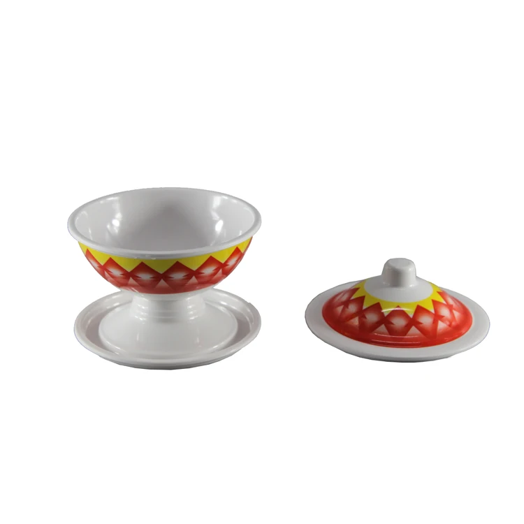 Custom 12-14-16cm Melamine Candy bowl with Lid set, Plastic Dinner set