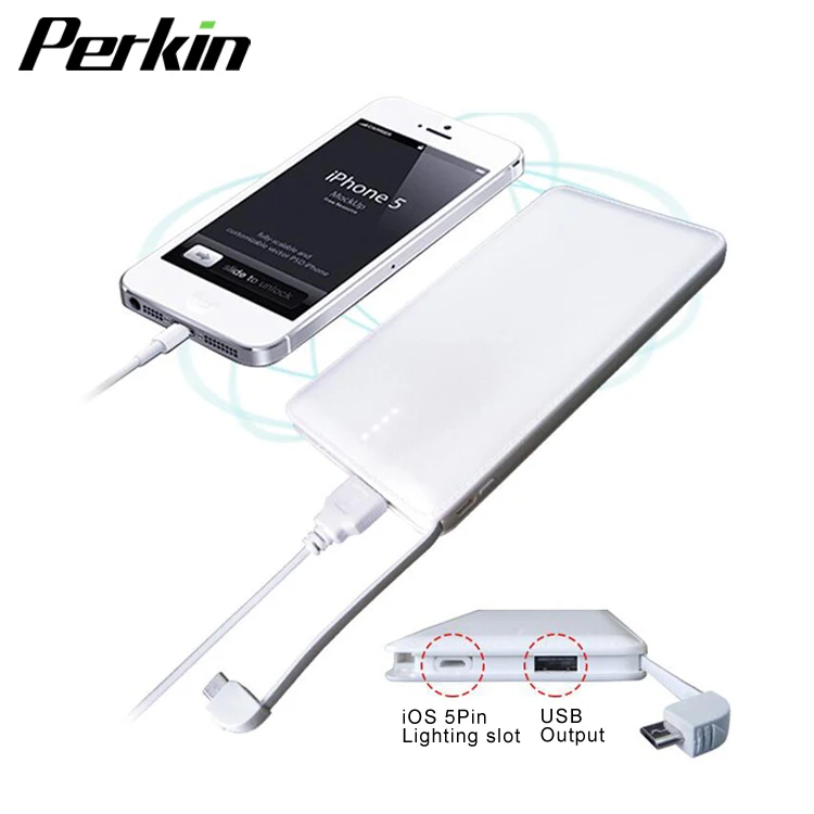 
PP1008 New hot selling ultra-thin Large capacity leather cable built-in external battery power bank 10000mah 