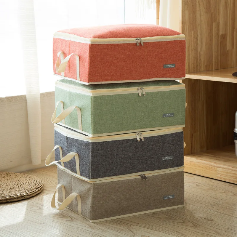 Лидер продаж, портативный складной органайзер на молнии из конопляной ткани для гостиной, сумки для хранения одеял