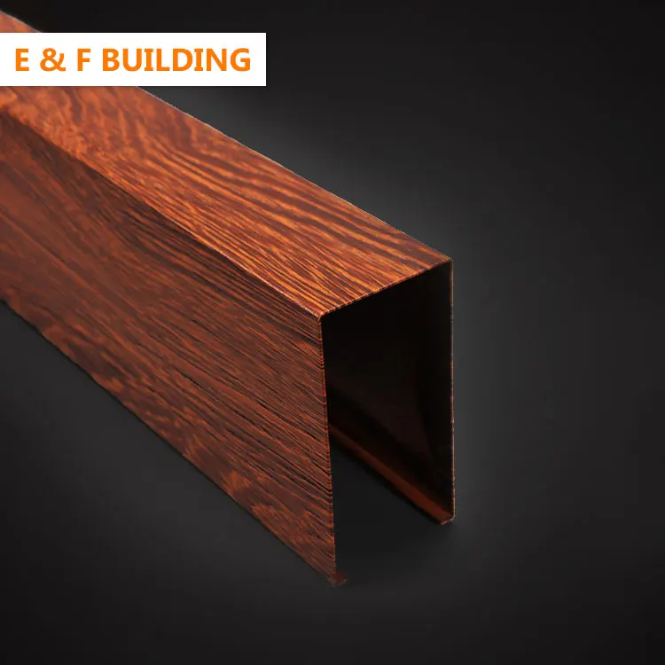 wooden color false wood finish aluminum ceiling design Interior Decoration square steel tube ceiling