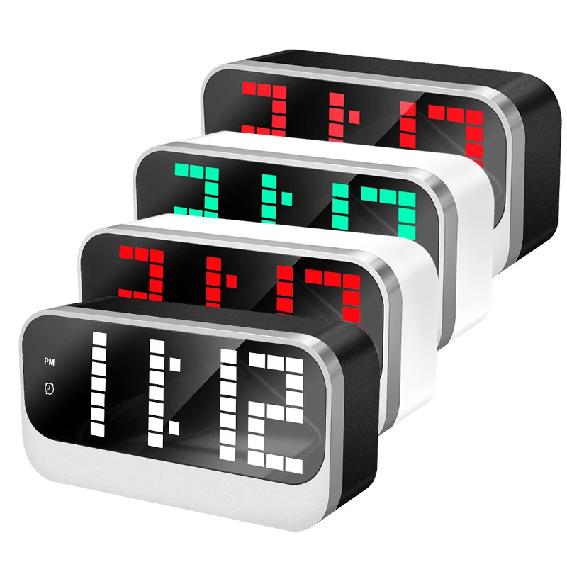2022 Desktop Digital Display Date Time Temperature Large Number Led Mirror World Clock