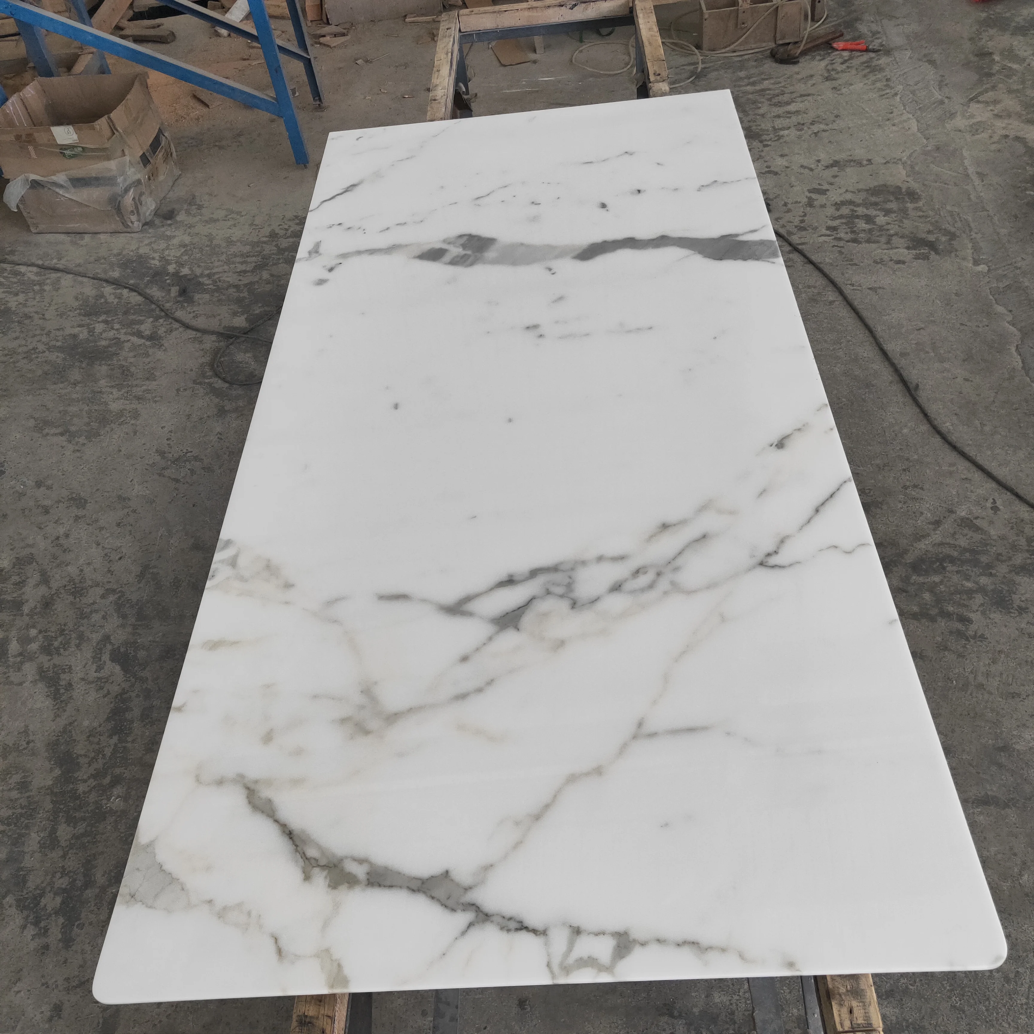 Gray Glass Dining Table Top Artificial Marble Kitchen Countertops
