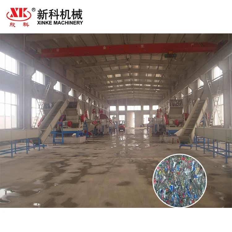 Waste plastic recycling line PET bottle flakes crushing washing production line