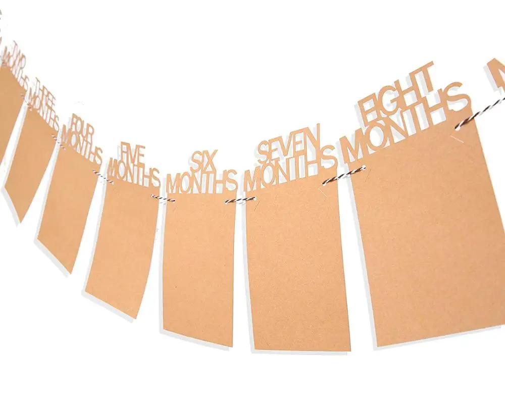 Glitter Gold Brown 1-12 Months 1st Birthday Gold Glitter Photo Frame Photo Banners For Baby Shower Party