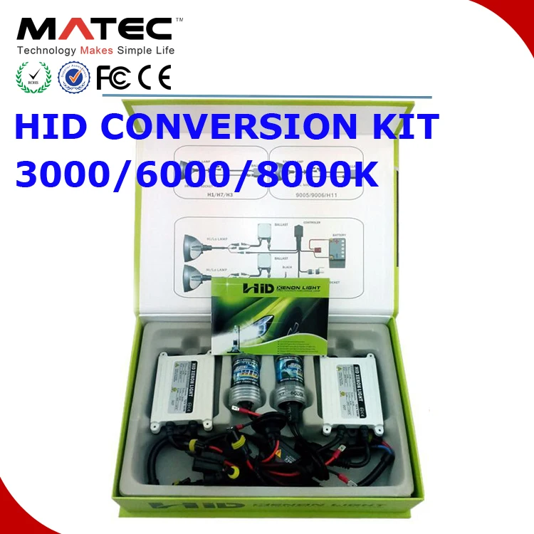 Guangzhou car part factory price 35/55W 6000k HID headlight xenon conversion kit H1 H7 H11 H13 880 HB3 HB4 75 watt hid xenon kit