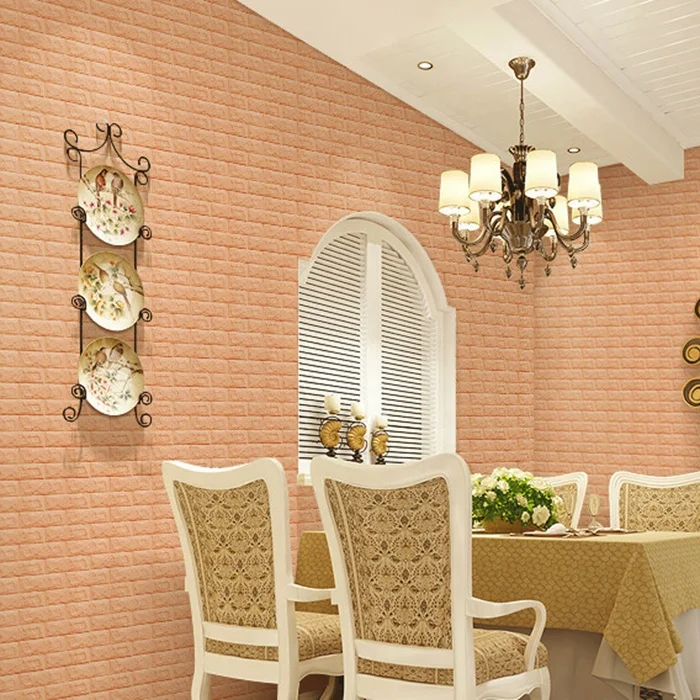 
China low price washable 3d foam brick texture PVC wall paper sticker 
