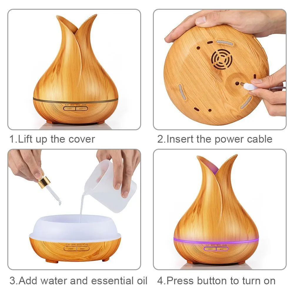 Custom logo wooden aroma Humidifier Ultrasonic Electronic Wood Grain Aromatherapy fragrance Essential Oil Diffuser