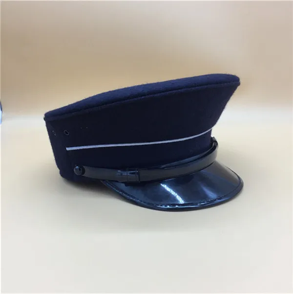 Welcome to custom high crown navy blue wool fabric officer visor cap big lip hats