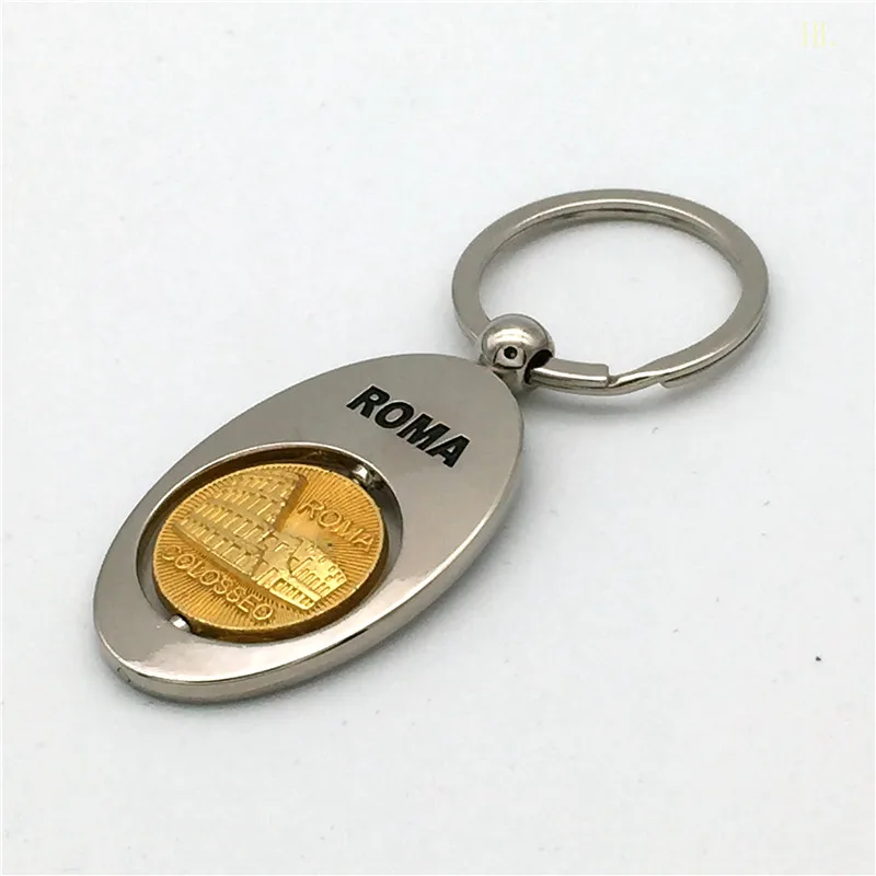 Dubai Roma city gold keychain Spain souvenirs tourist keychain