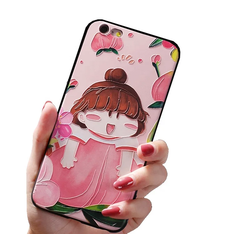 Custom Cute Cartoon 3D Cat Emboss Silicone Mobile Phone Case For iPhone 8 Plus X ,Mobile Phone Accessories