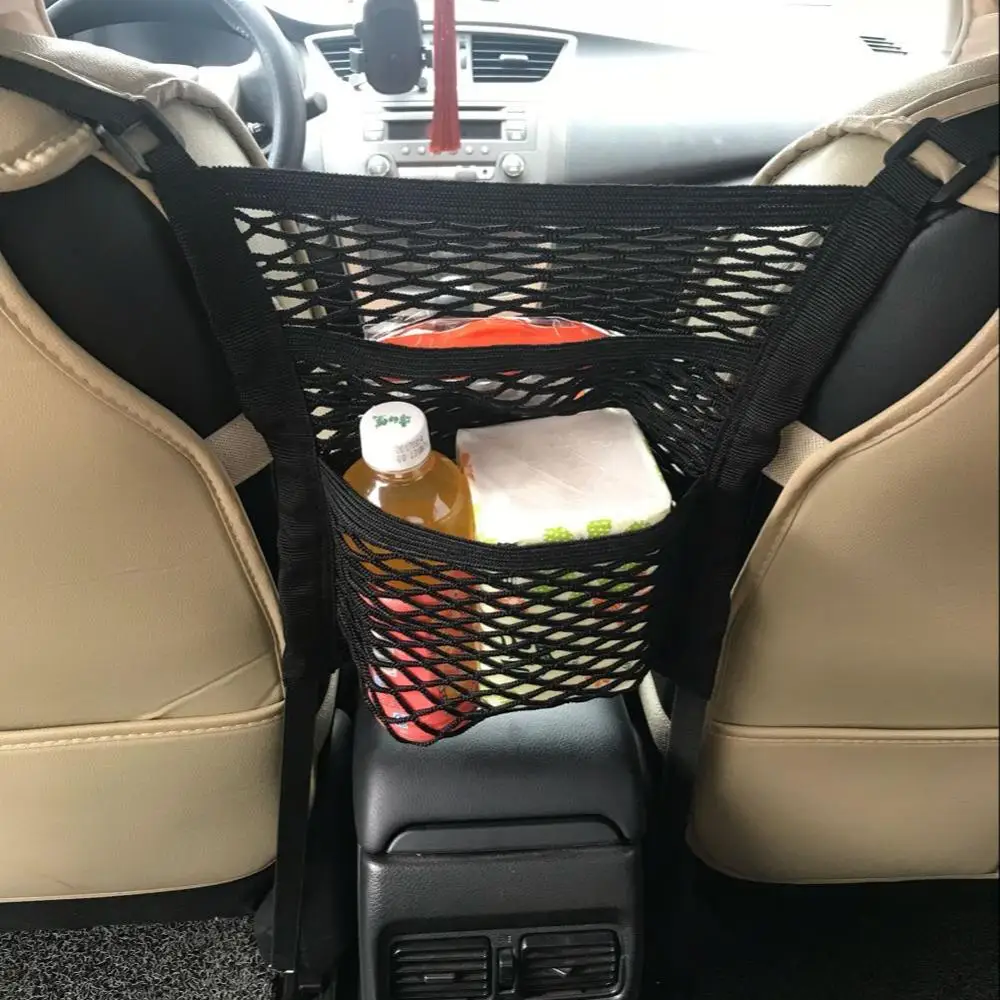 
3-Layer Car Mesh Organizer Seat Back Net Bag Barrier of Backseat Pet Kids 