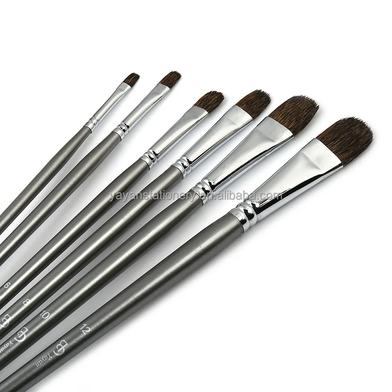 High Quality 6PCS Art Supplies Filbert Squirrel Oil Artist Paint Brushes for Painting