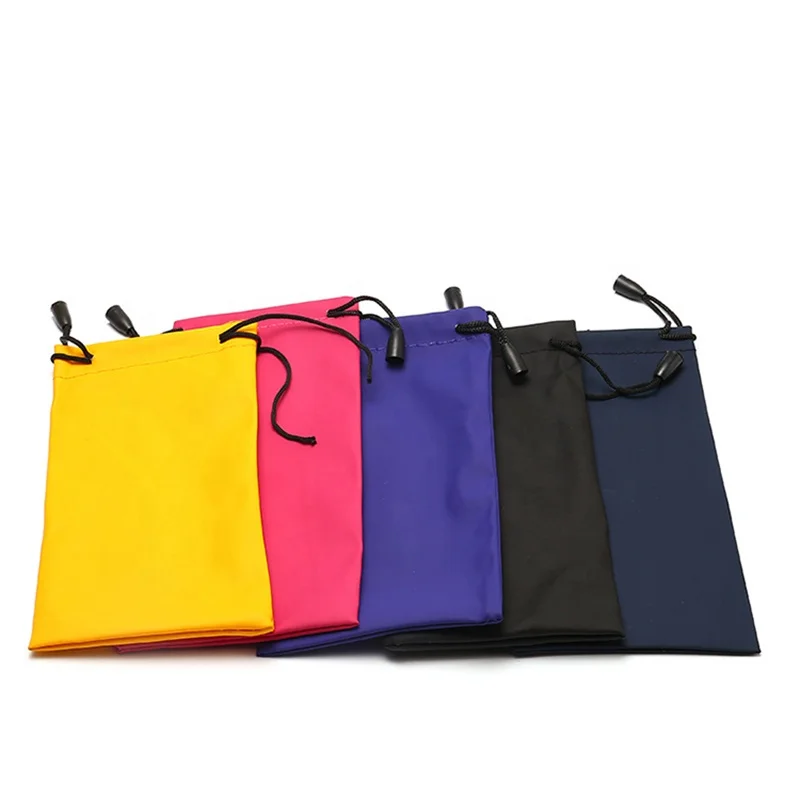 Custom logo black soft microfiber sunglasses pouch double drawstring sun glasses pouch