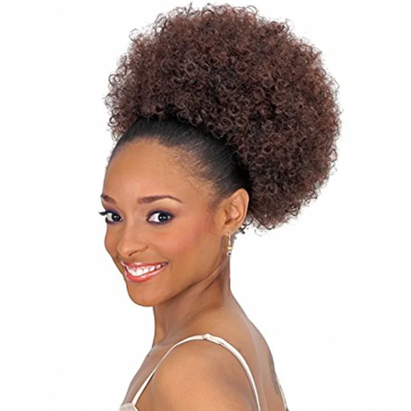 High Puff Afro Curly Ponytail Drawstring Short Afro Kinky Curly Pony Tail Clip in on Synthetic Curly Hair Bun Made of Synthetic