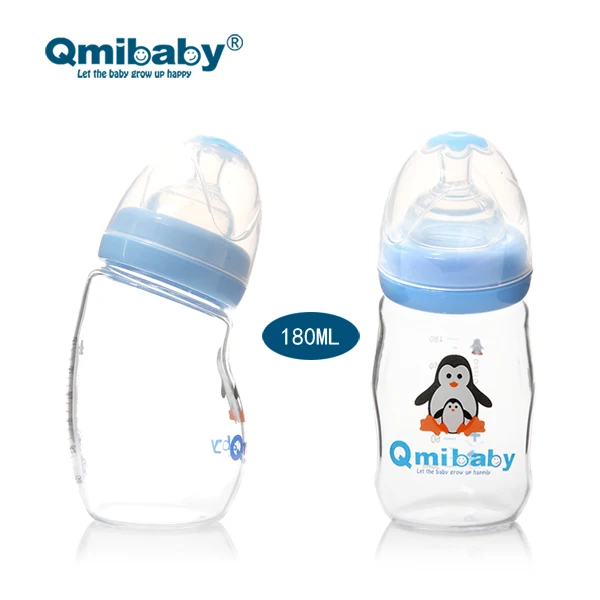 anti colic baby bottle Reusable High borosilicate glass Wide mouth heat-resisting  bottle