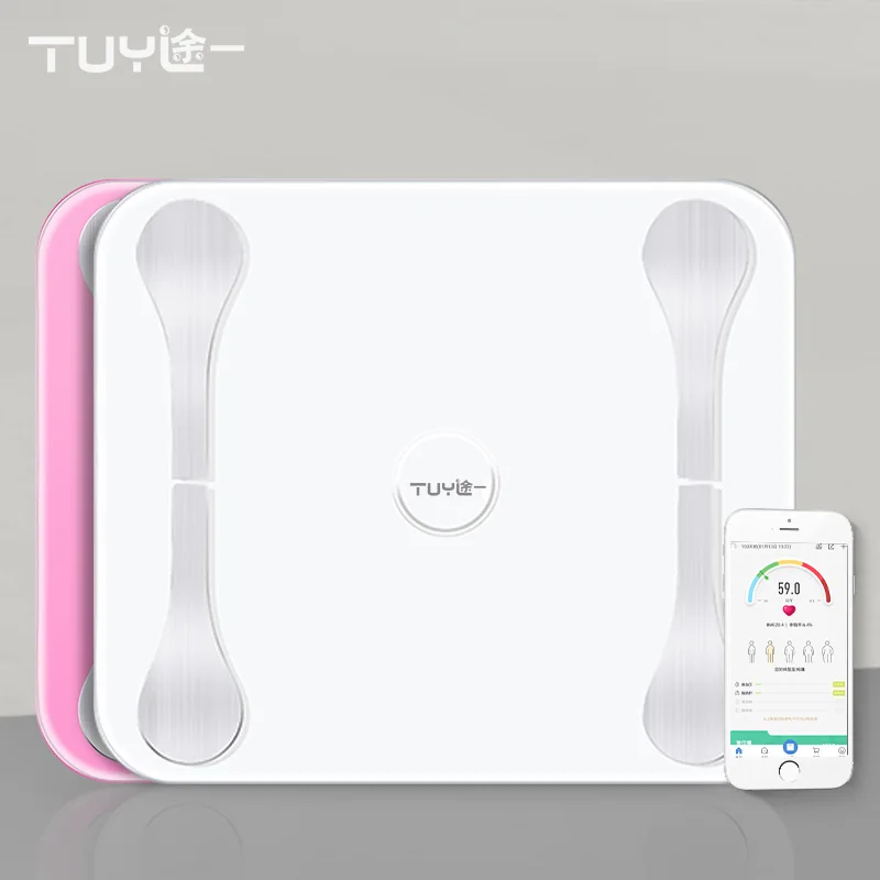 
Personal Intelligent Weight Bathroom Digital Electronic Intelligent Body Fat Scale LED 5mm Tempered Glass + ABS Plastic 10 G CE 