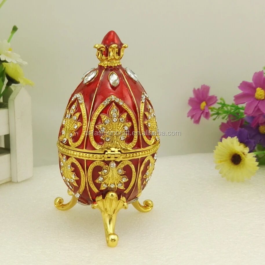 Faberge Egg Style Trinket Box Enameled Jewelry Box Unique Decorative Metal Box Classic Ornaments Gift for Home Decor,