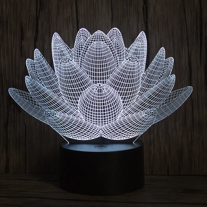Lotus 3D LED Mould 7 Colors change table desk mood night Lights Lamp