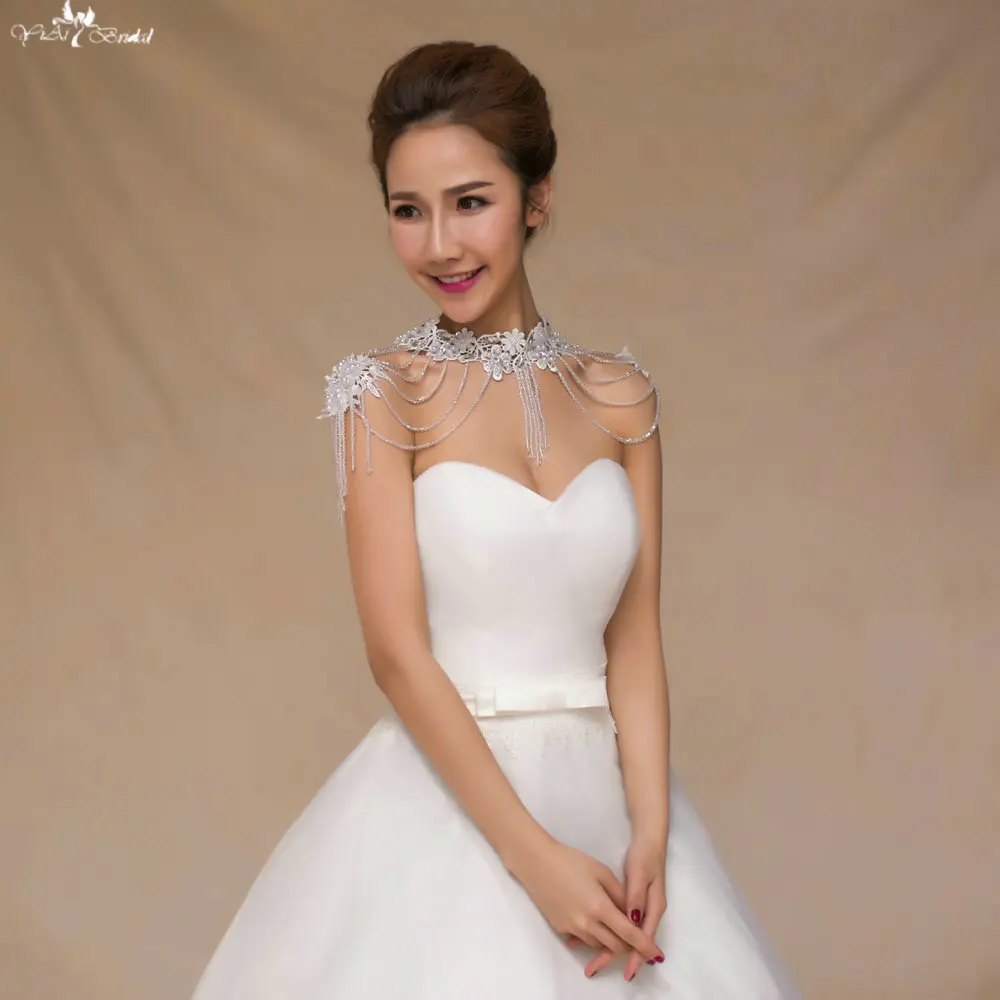 
LZP049 High Neck Crystal Chain Flower Girl Bolero Beaded Shoulder Necklace 