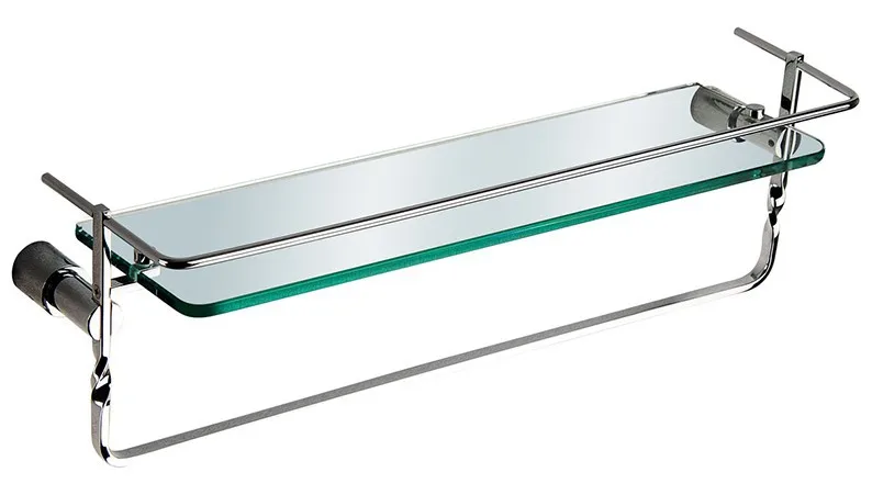
adhesive glass wall mounted bathroom corner shelf with towel bar 
