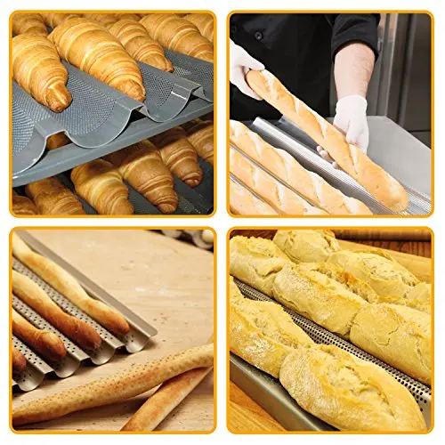 Factory Price 4-22  Gutter Non Stick Perforated Baguette Baking Tray French Bread Tray