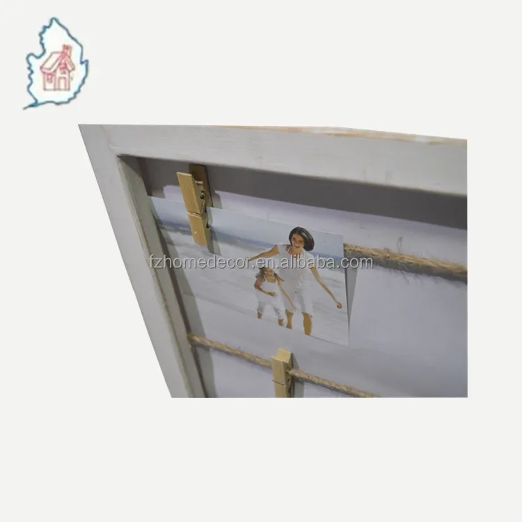 Window Frame Shape Wall Blackboard Black Board with Wood Clips to Hold the Pictures