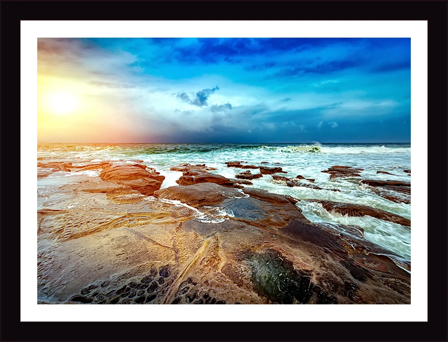 Stretched canvas art of seaside reefs for hotel decorative picture