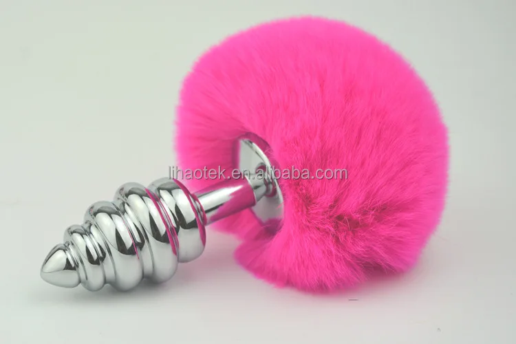 Small Size Metal Anal Plugs Many Colors Rabbit Tail Anal Plug Spiral Beads Sex Toys
