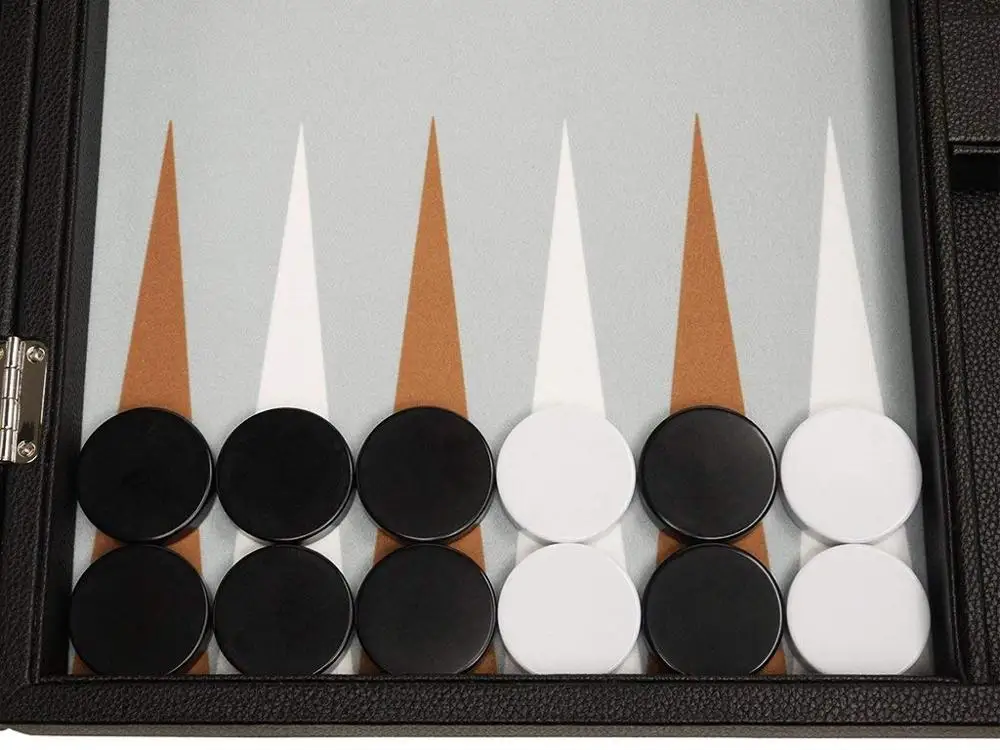 High-Quality 15 Inch Vintage Leather Backgammon Checkers Chess Game Set Games