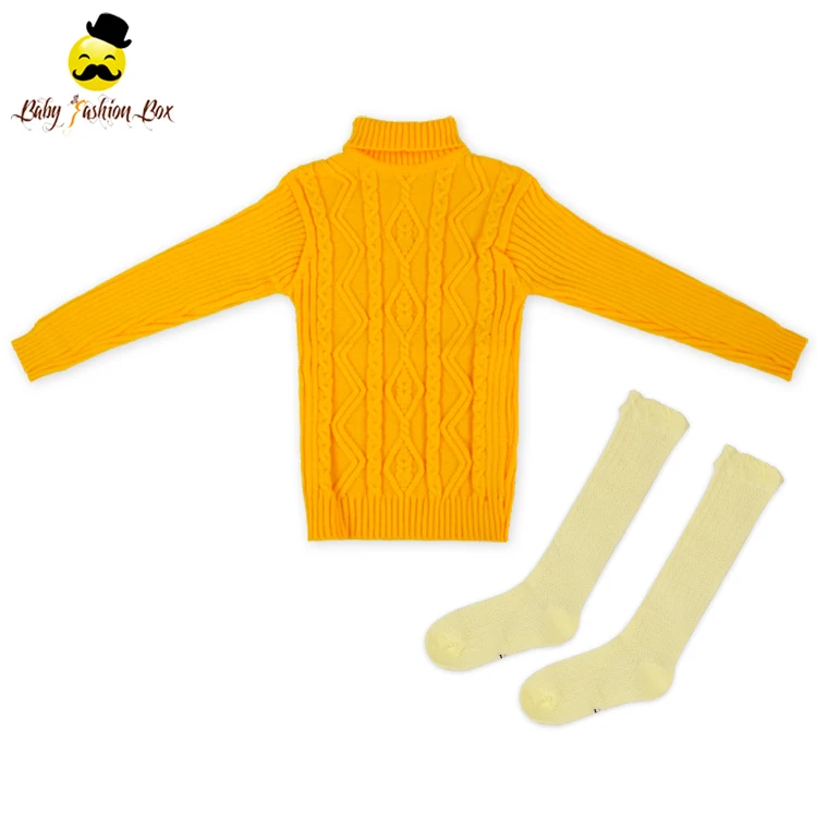  Wholesale baby girl fall winter sweater new design wool high neck knitting
