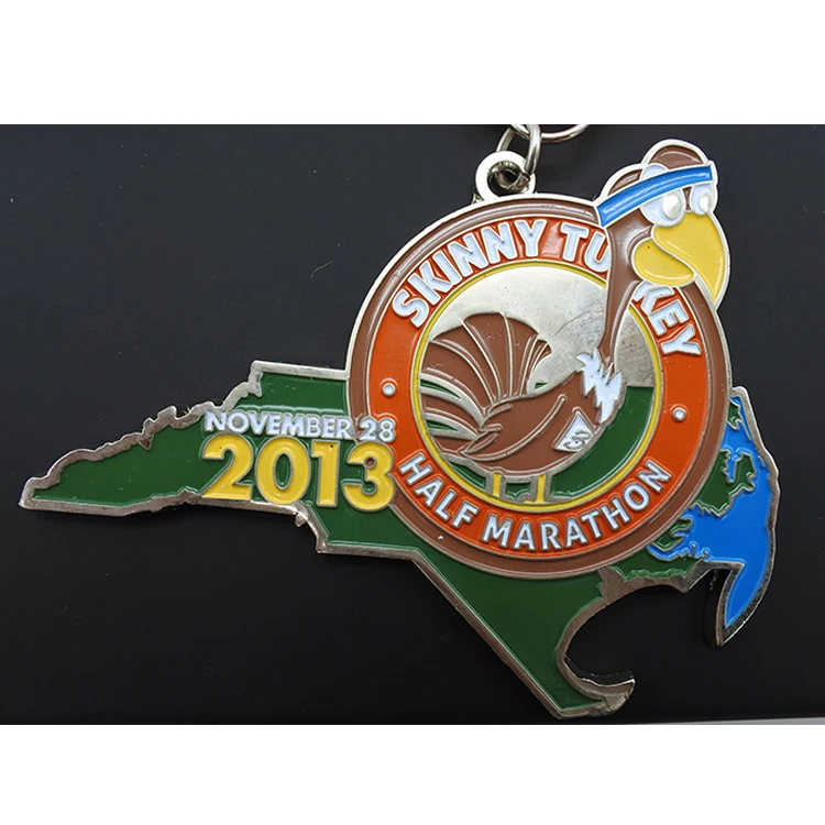 Custom Metal Virtual Run Race Medal Turkey Shaped Trot Run Half Marathon Sports Medallas