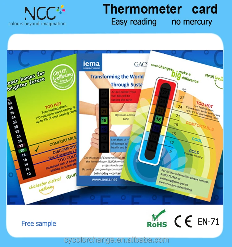 
Promotional small gifts color changing room thermometer card indoor temperature card 