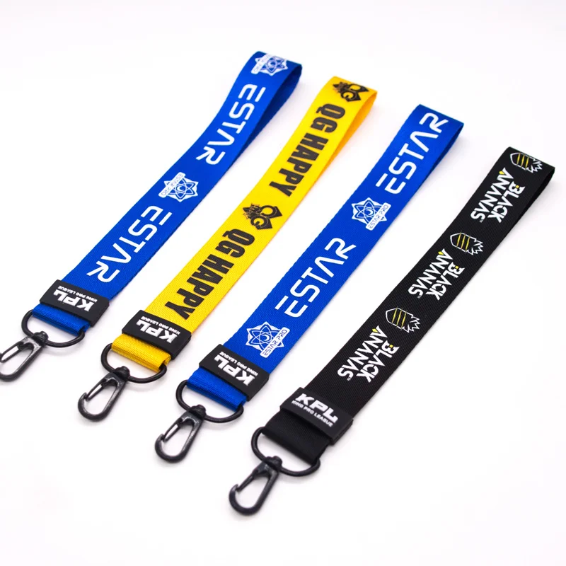 Поддельные нейлоновый материал с шелкотрафаретной печатью короткие цепочка для ключей Ремешок