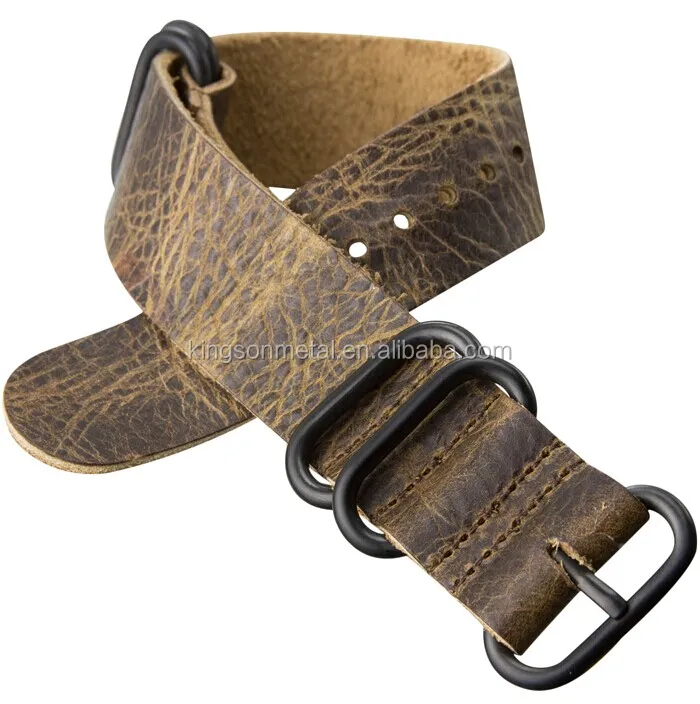
distressed Leather zulu strap 5 ring 