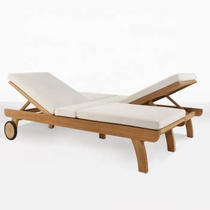 Outdoor fashionable style teak double beach lounger
