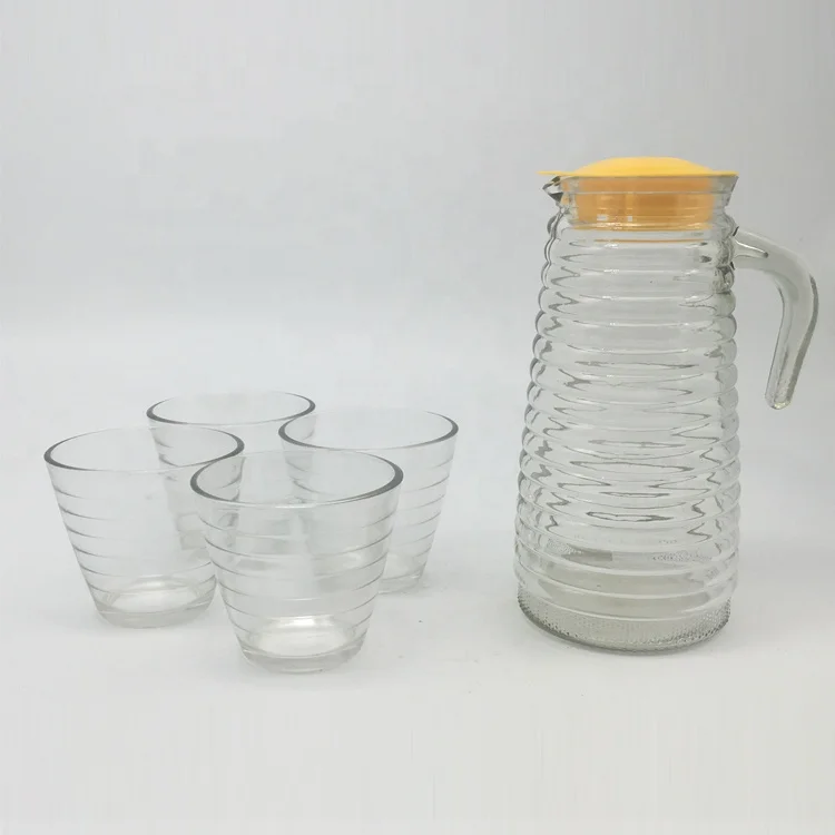 5pcs glass juice jug with cup set