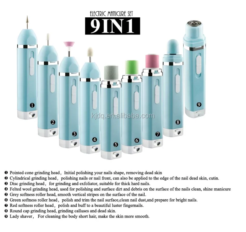 9 in 1 two speed electric manicure foot callus remover battery callus remover