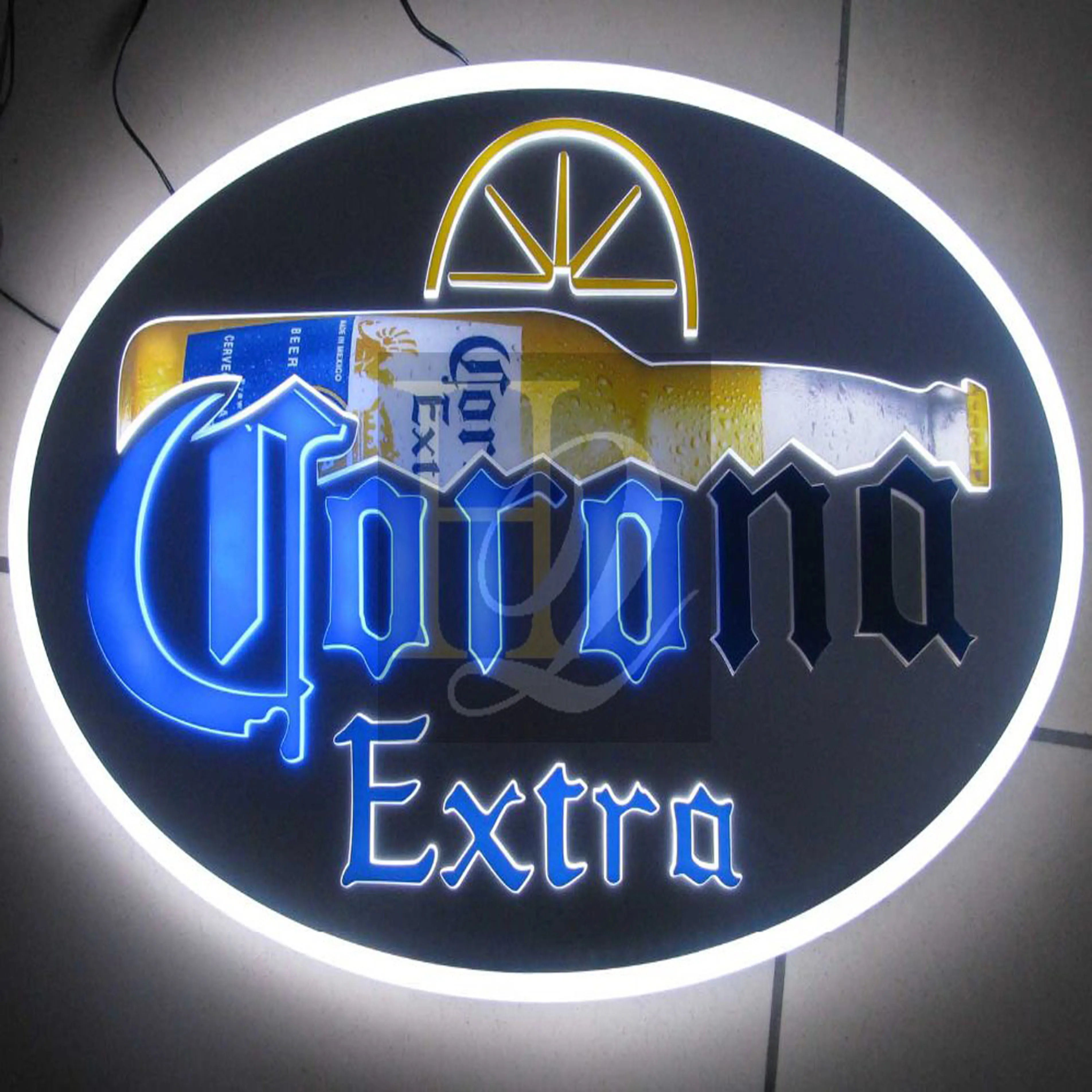 Customized Logo light box Led Acrylic round Light Box beer logo sign for bar