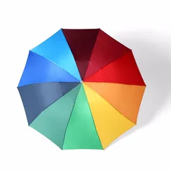 3 fold umbrella cheap manual open custom logo print 23 inch  3 fold rainbow umbrella for promotion use folding umbrella