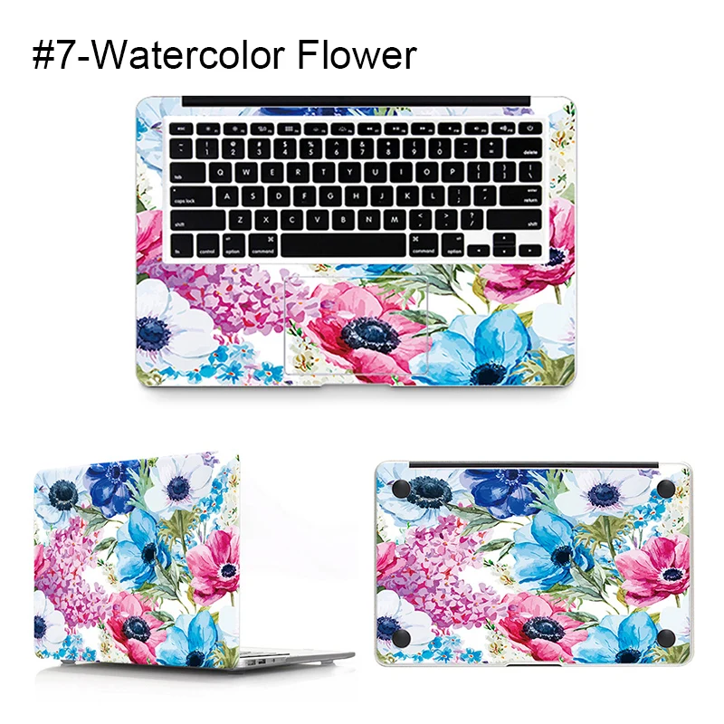 Цветочный дизайн пользовательская наклейка с полным покрытием водонепроницаемая пленка для ноутбука Mac Air Pro Retina 11