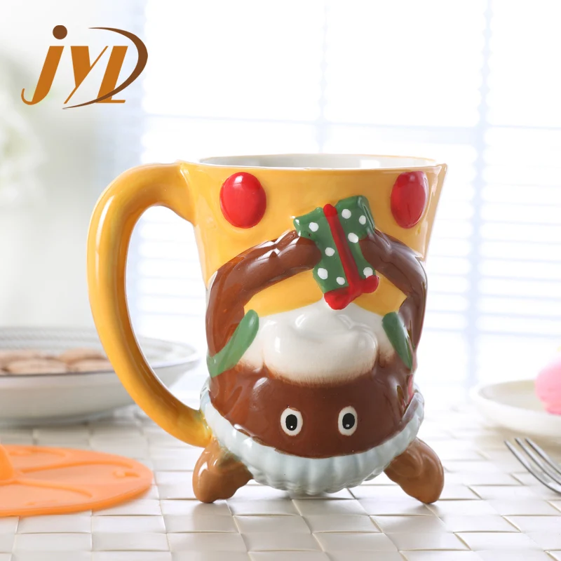 Fashion Design Modern Milk Tea Mug Cup Cute 3D Cartoon Shape  Animal Ceramic Children Mugs With Silicone Lid