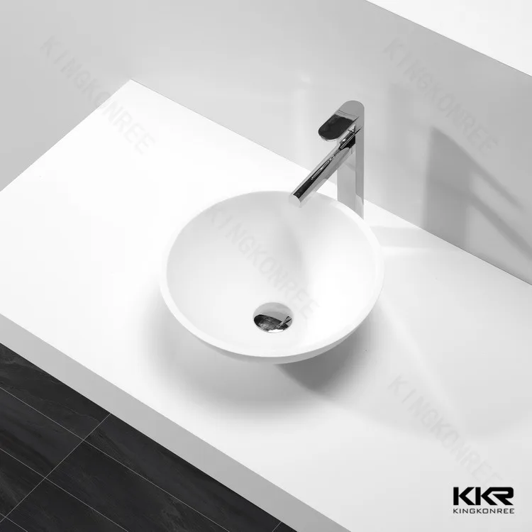 Factory manufactured small size square and round wash basin solid surface sink artificial stone bathroom sink