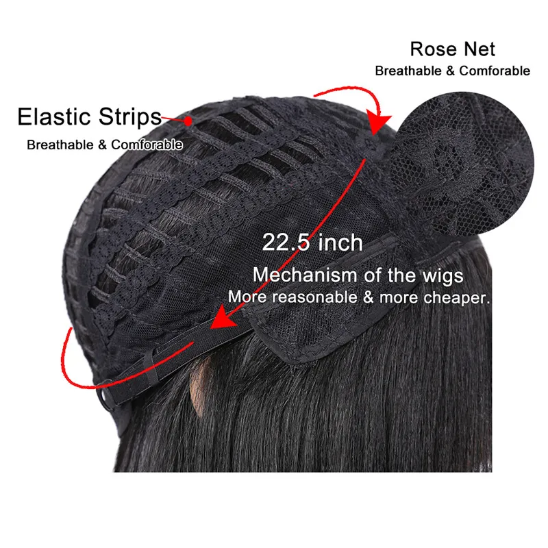 Neat Bang Straight Hair party Wig Synthetic wigs for black women